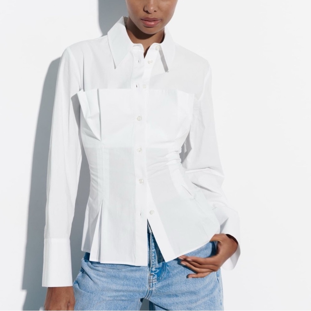 Zara white corset shirt NWT